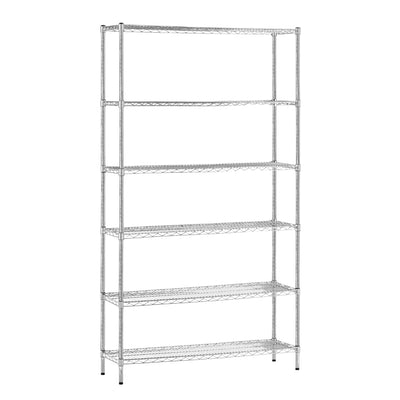 Chrome Wire Storage 6-Tier Garage Shelves 120cm x 35cm x 180cm