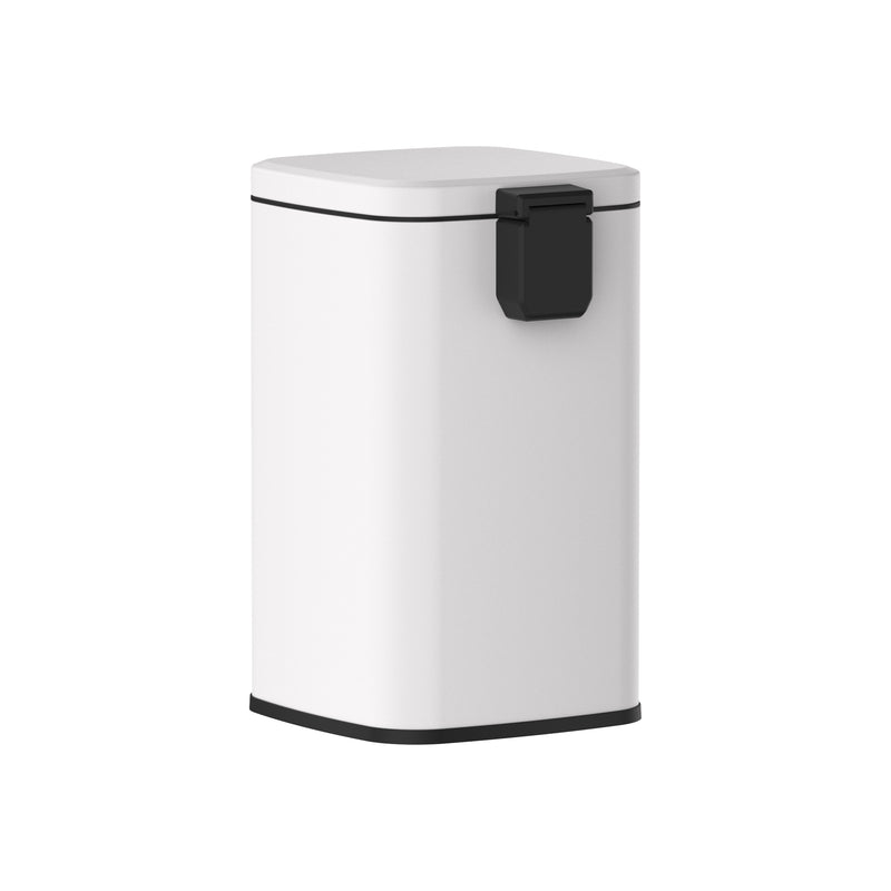 12L Pedal Rubbish Bin - Matte White with Open Lid