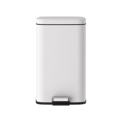 12L Pedal Rubbish Bin - Matte White, Front View