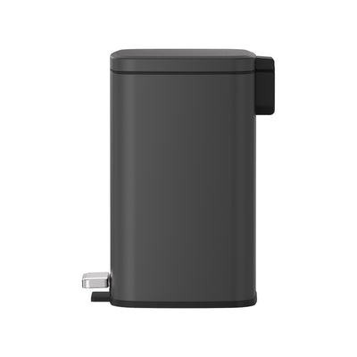 12L Pedal Rubbish Bin - Titanium Gray, Back View