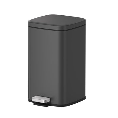 12L Pedal Rubbish Bin - Titanium Gray, Side View