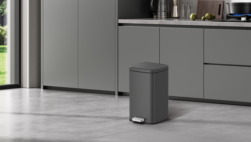 12L Pedal Rubbish Bin - Titanium Gray Size Comparison