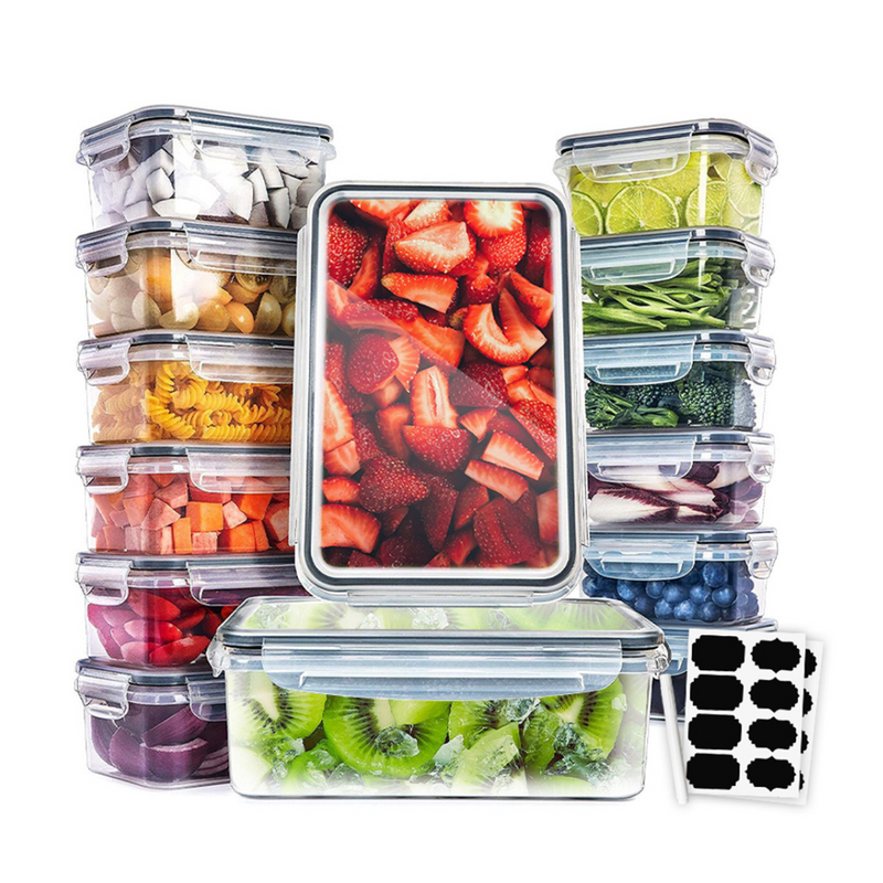 14PCS Plastic Food Storage Containers with Lids - Complete Set with Varying Sizes