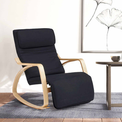 Rocking Chair With FootRest - Black