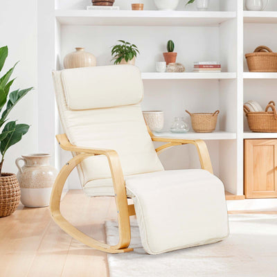 Rocking Chair with Footrest - Beige