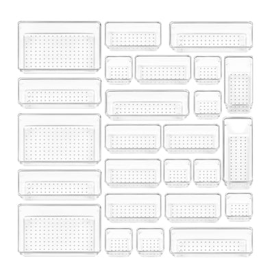 Clear Plastic Drawer Organiser Set (Set of 25)