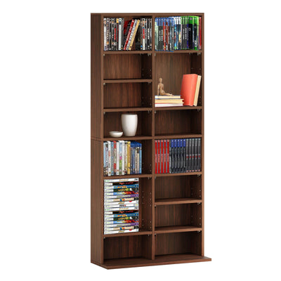 8 Tier CD DVD Adjustable Rack Shelf - Walnut