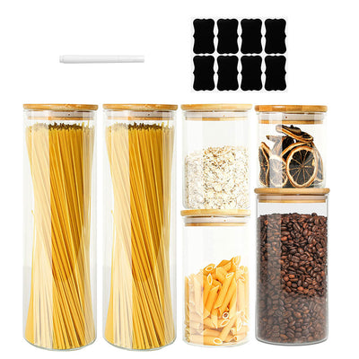 Glass Food Storage Container with Bamboo Lid (Set of 6)