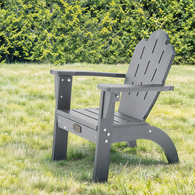 Lifestyle image of Adirondack Children Outdoor Chair in Grey outdoors