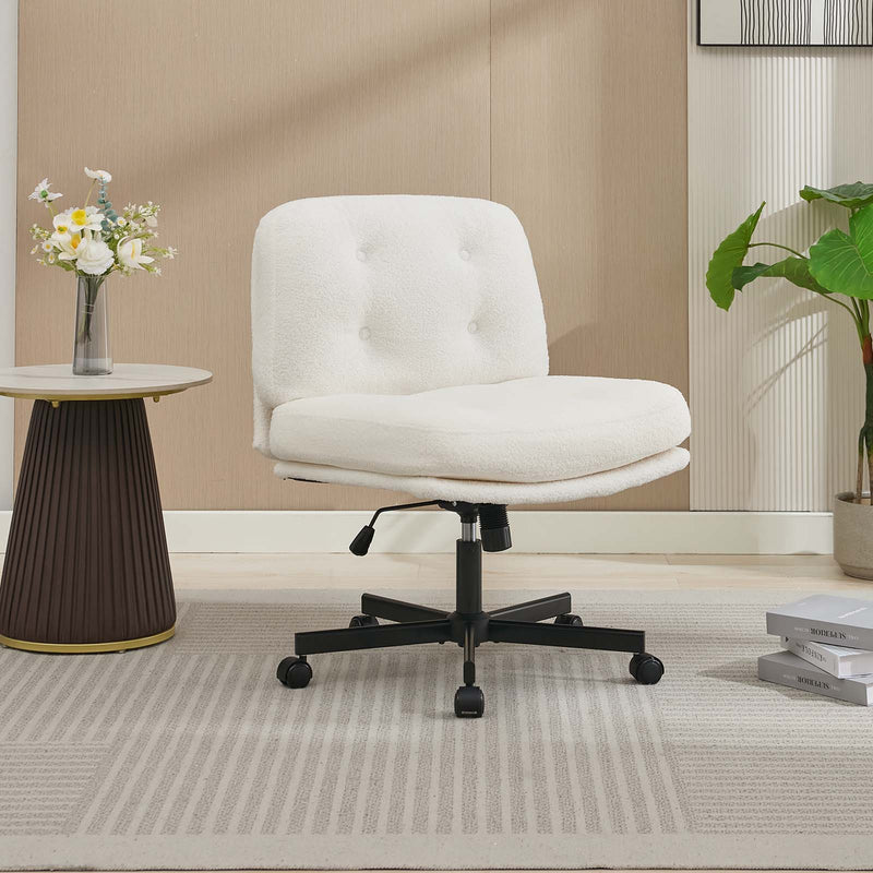 Lana Cross-Legged Office Chair - Cream