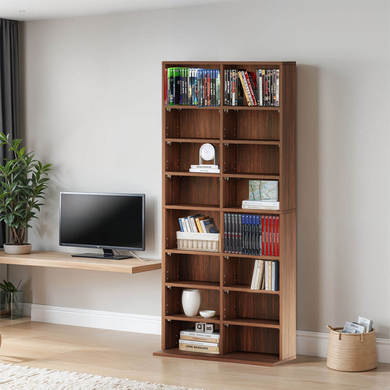 8 Tier CD DVD Adjustable Rack Shelf - Walnut