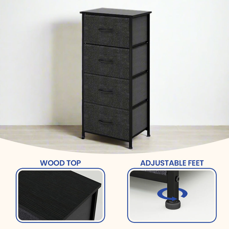 4 Drawer Storage Chest - Black