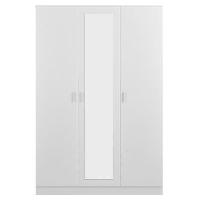 Hardware Detail of 3 Door Mirror Wardrobe in White