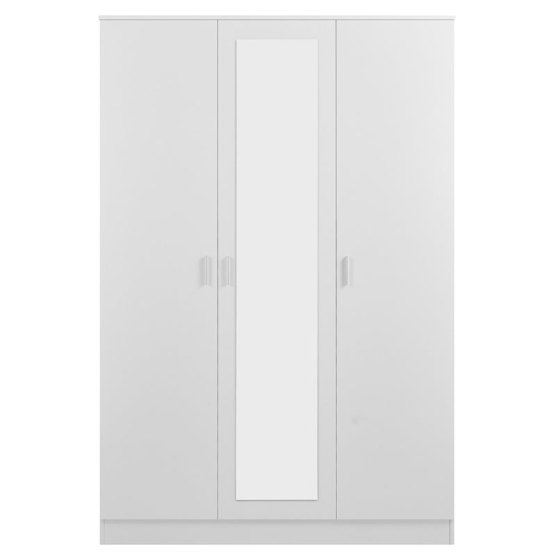 Hardware Detail of 3 Door Mirror Wardrobe in White