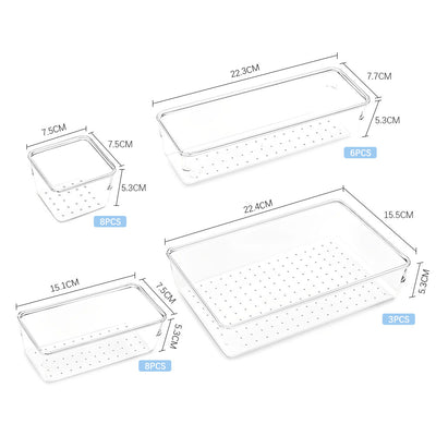 Clear Plastic Drawer Organiser Set (Set of 25)