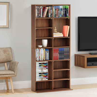 8 Tier CD DVD Adjustable Rack Shelf - Walnut