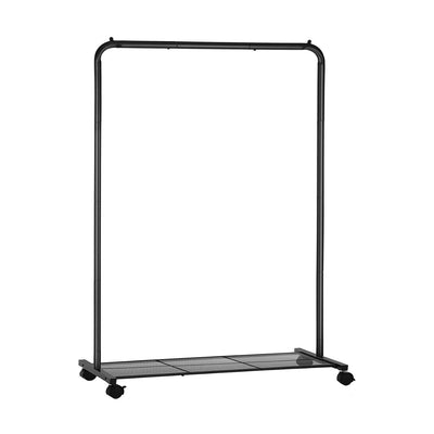 Single Rail Designer Metal Garment Rack Industrial Style - Black