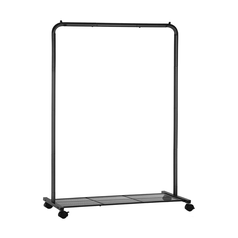 Single Rail Designer Metal Garment Rack Industrial Style - Black