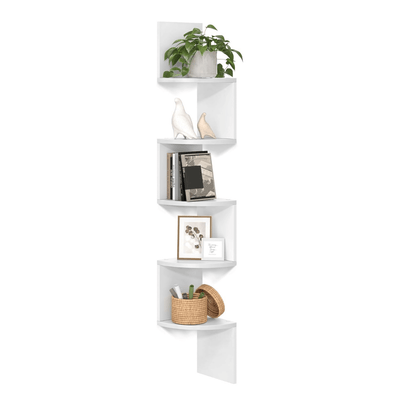 5-tier Floating Wall Book Shelf - White