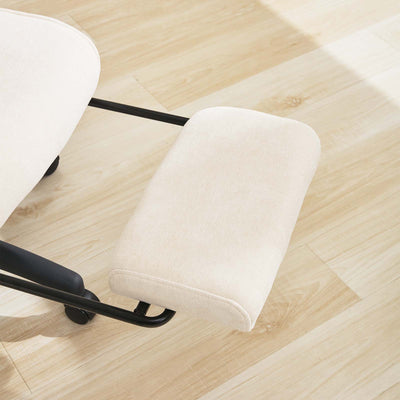 Lazy Reclining Office Chair with Footrest - Cream