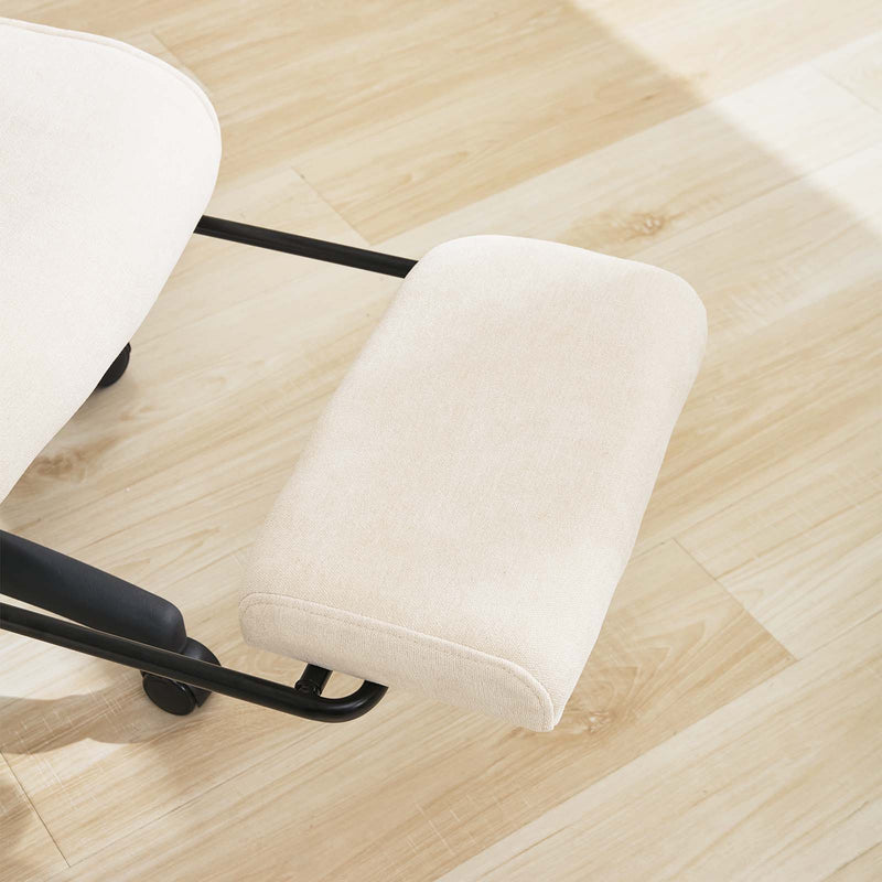 Lazy Reclining Office Chair with Footrest - Cream