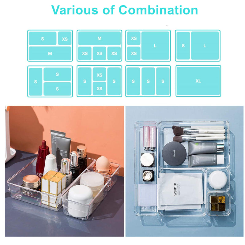 Clear Plastic Drawer Organiser Set (Set of 25)