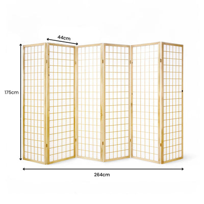 6-Panel Wooden Room Divider - Natural