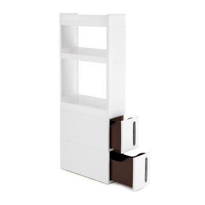 Narrow Recess Cabinet with Wheels White