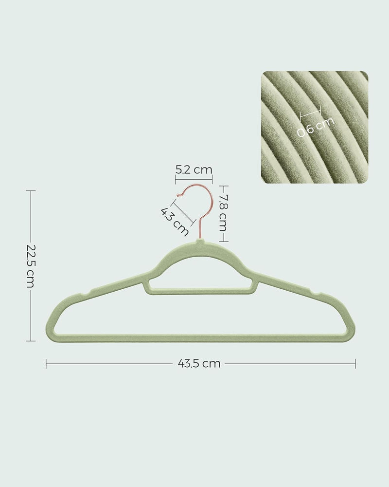 Velvet Coat Hangers Pale Green (Set of 50)