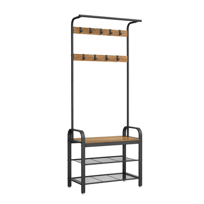 Cambrie Hallway Storage Coat Rack - Walnut & Black