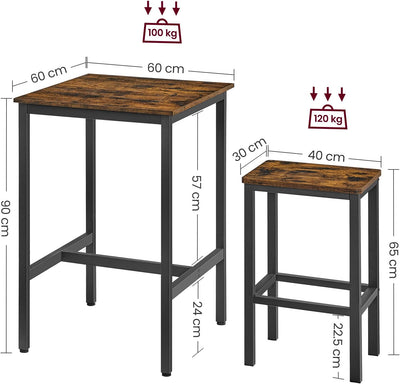 Miller Industrial Style Kitchen Bar Table Set