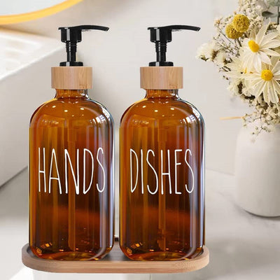 Glass Soap Dispensers (Set of 2) - Brown