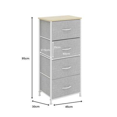 4 Drawer Storage Chest - Grey