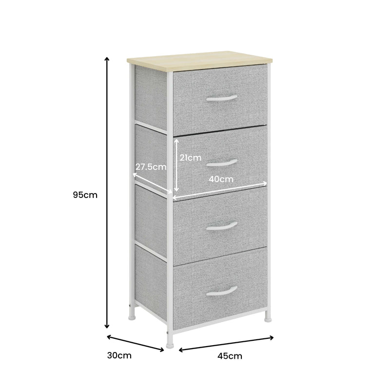 4 Drawer Storage Chest - Grey