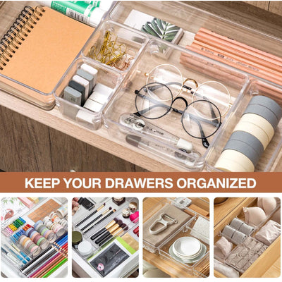 Clear Plastic Drawer Organiser Set (Set of 25)