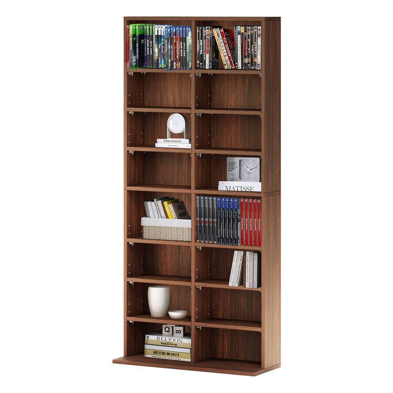 8 Tier CD DVD Adjustable Rack Shelf - Walnut