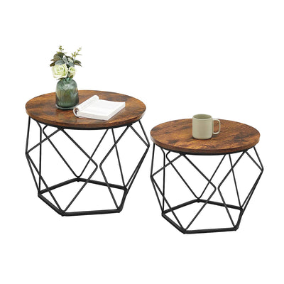 Sophia Round Coffee Table Brown (Set of 2)