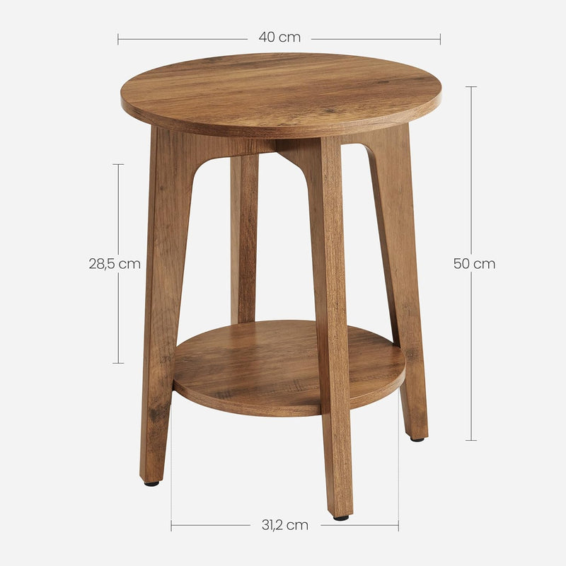 Karla Side Table With Lower Shelf - Rustic Walnut