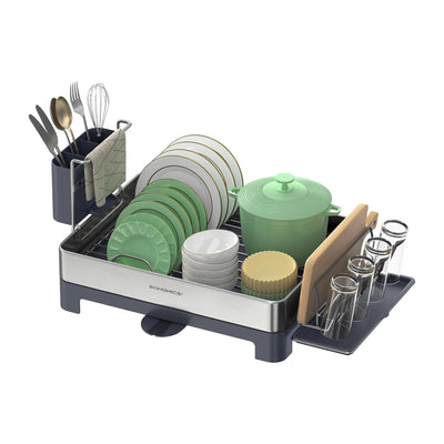 Premium Full Size Steel Dish Rack - Silver