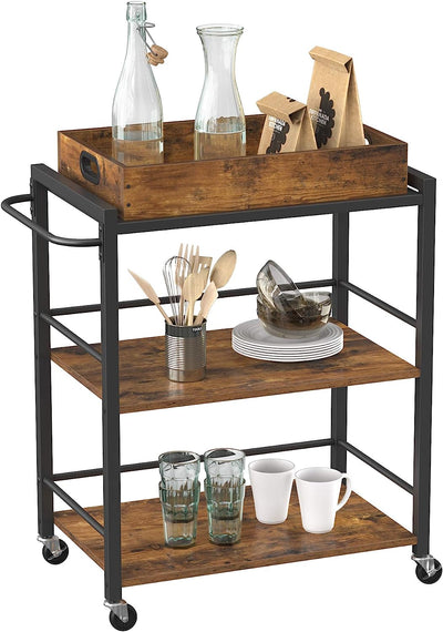 Bar Cart Industrial Style - Brown and Black