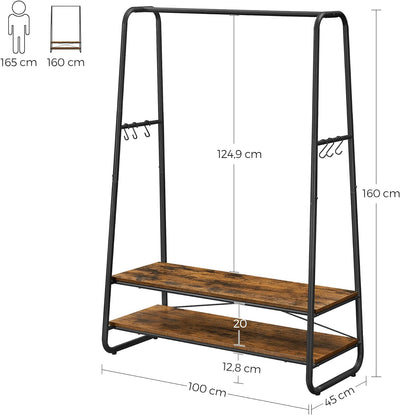 Suit Bar Industrial Style Garment Rack - Brown