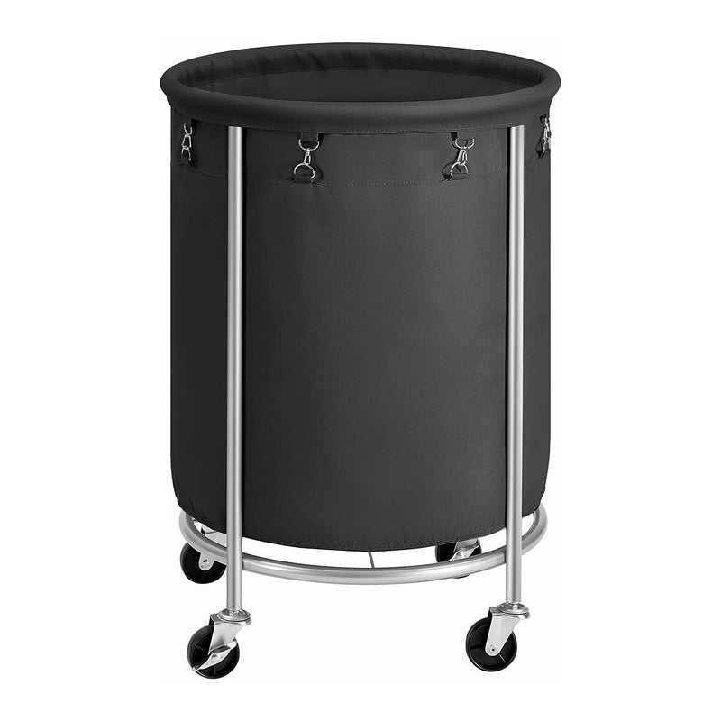 Rolling Laundry Basket with Wheels - Black