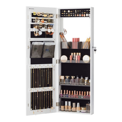 Jewellery Cabinet With Frameless Mirror - White