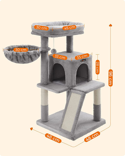 Cat Tree 96cm Tall - Light Grey