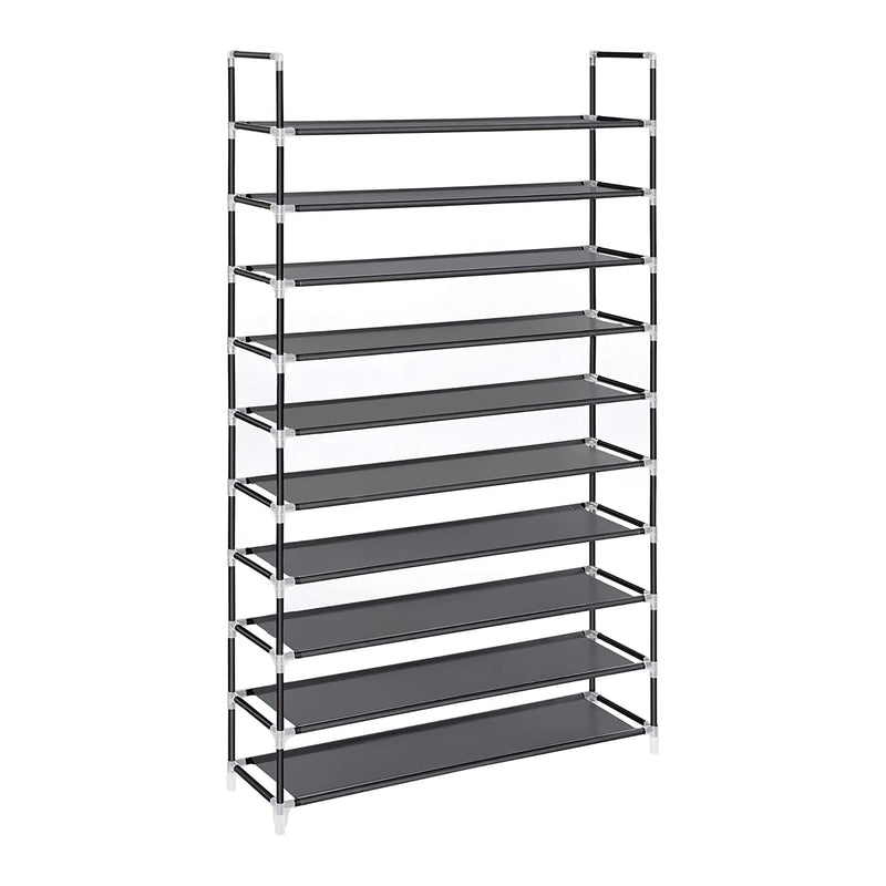 10-Tier Shoe Rack Storage Organiser Holds up to 50 Pairs - Black