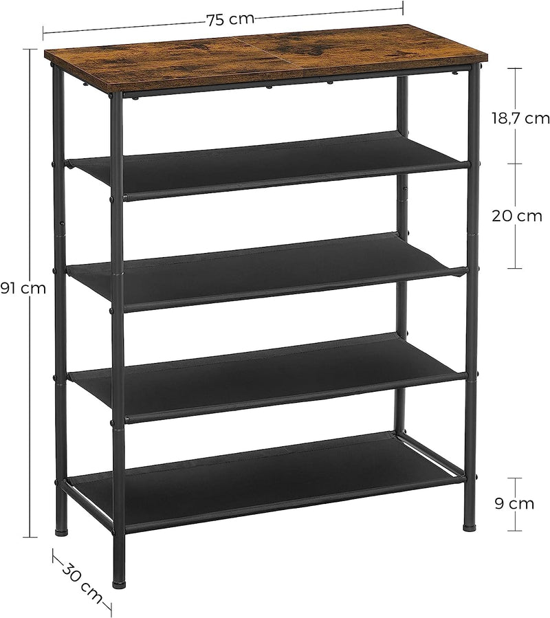 5 Tier Shoe Storage Rack For 12-16 Pairs of Shoes