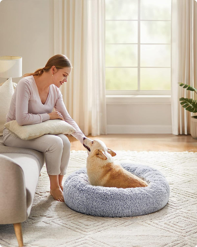 Fluffy Calming Pet Bed Large - Light Grey