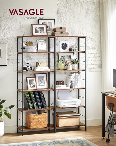 6 Tier Tall Display Bookcase - Brown