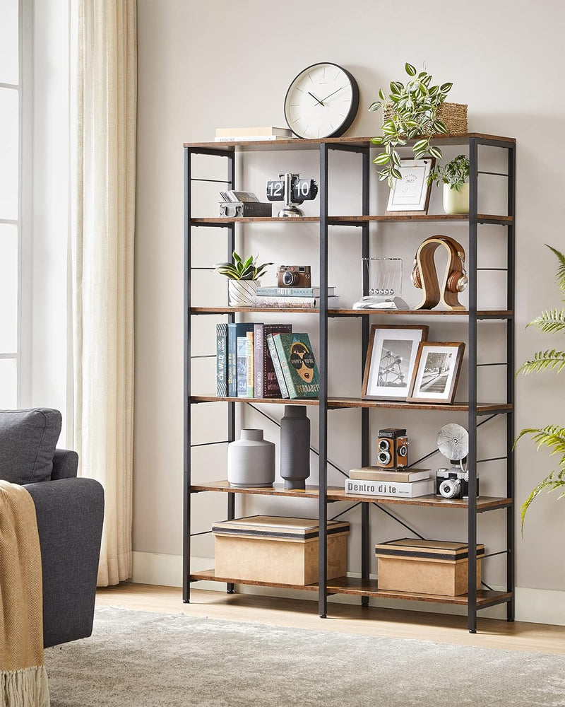 6 Tier Tall Display Bookcase - Brown