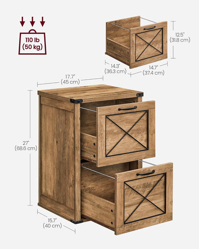 Karla Office Filing Cabinet  - Rustic Walnut